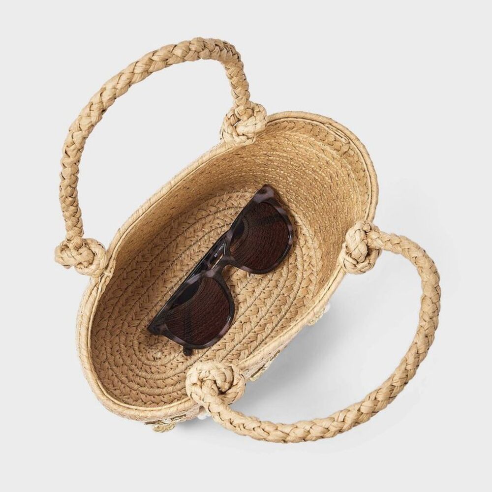 Universal Thread - Straw Embellished Mini Tote Bag - Universal Thread Natural - Picture 4 of 4